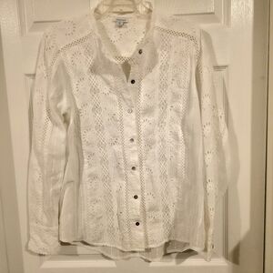 Sundance White Eyelet Button-Front Blouse